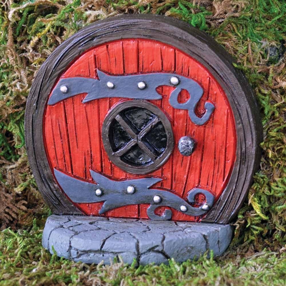 Round Red Fairy Door (Fiddlehead Fairy Garden Ornament)